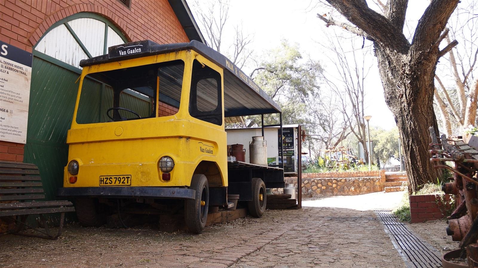 The vintage Van Gaalen milk and cheese delivery truck on the farm